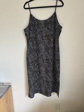 Nine West Women’s Midi Dress Size XL Black White Spaghetti Strap Sleeveless