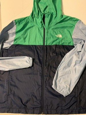 The North Face WindWall Jacket Mens 2XL Green Navy Hooded Full Zip NF0A52R9