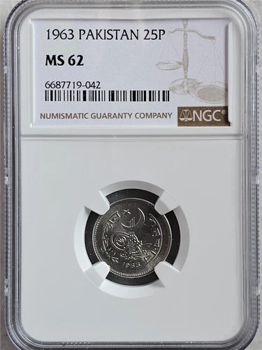Pakistan 25 Paise 1963 NGC MS 62