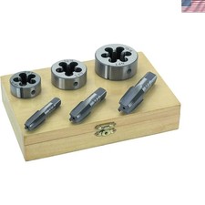6PC /4" 3/8" /2" STEEL TAP & DIE TOOL THREADER THREAD KIT PIPE THREADING