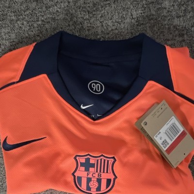 Nike FC Barcelona Soccer Jersey L Orange Navy Official Licensed | eBay