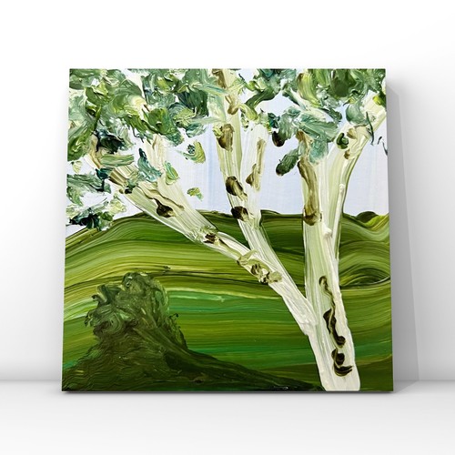 Birch Painting Original Art Birch Tree Oil Painting Greenery Green Landscape Art - Picture 3 of 12