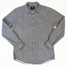 Rodd & Gunn Shirt Mens Size M Dark Blue White Geometric Sports Fit Long Sleeve