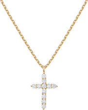 14K Gold Plated Cubic Zirconia Cross Necklace for Women  Cross Faith Pendant Ne