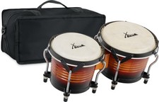 Bongos Pro Legno Pelli Naturalli Bonghetti Tamburo Sunburst Intonabili Set Borsa