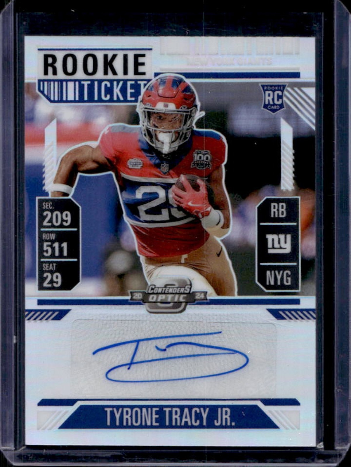 2024 Contenders Optic Tyrone Tracy Jr. Rookie Ticket Auto RC Silver Prizm #166