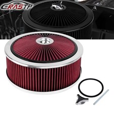 Universal 14 X 5red Round Deep Dish Air Cleaner Kitwashable Filterchrome Lid