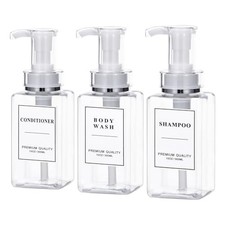 Shampoo and Conditioner Dispenser 3 Pcs Refillable Shampoo and 300ml Clear