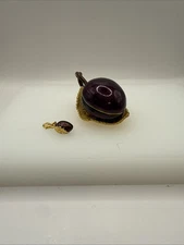 Vintage Edgar Berebi Limited Edition Enamel Plum Trinket box w/Charm VG Cond