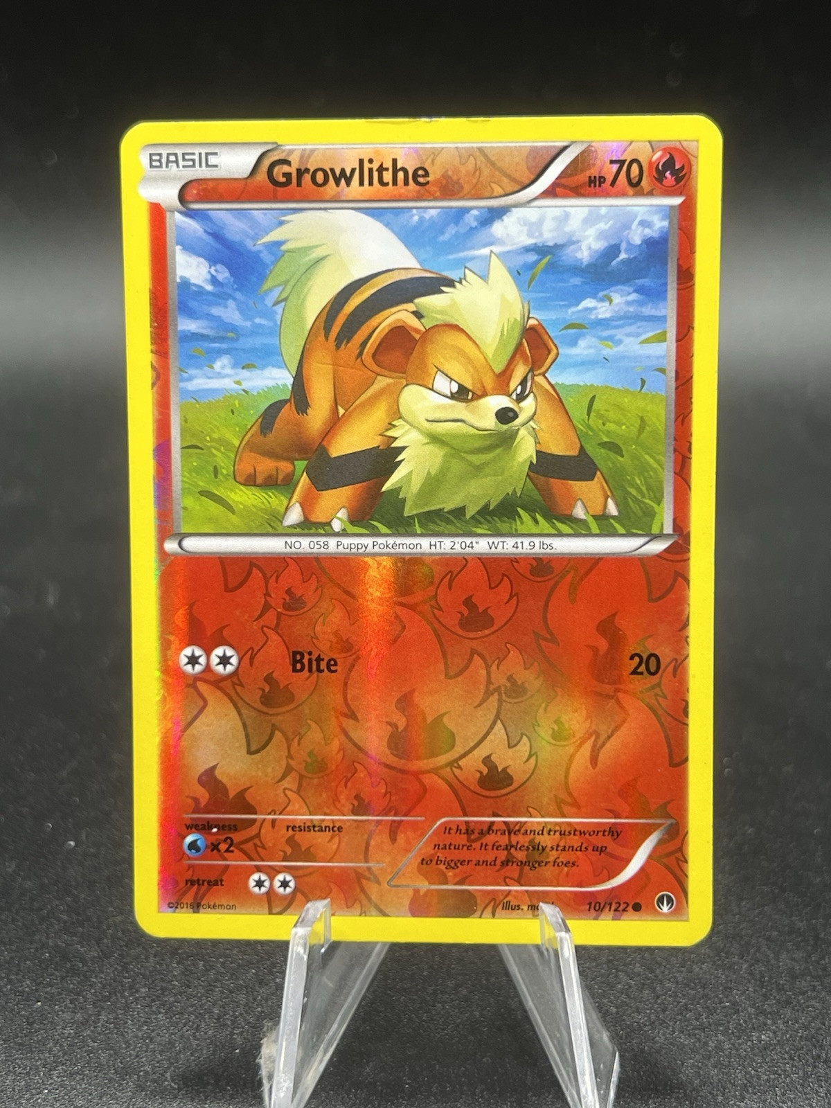 Growlithe 10/122 XY Breakpoint Reverse Holo Rare Pokemon Card MP Dent US1