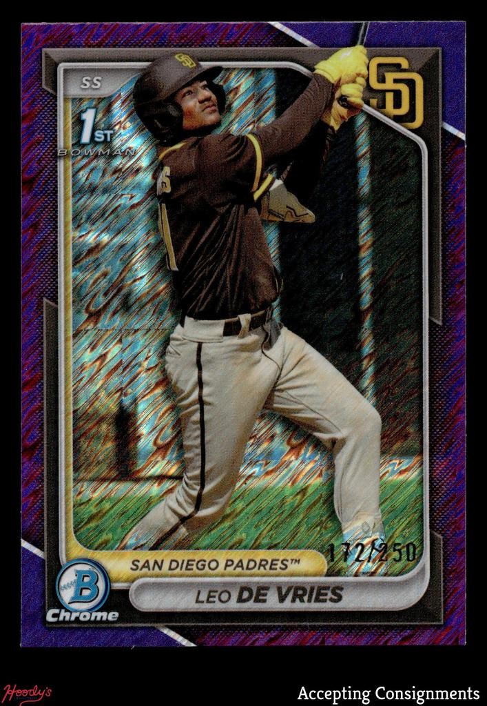 2024 Bowman Chrome Purple Shimmer Refractor Leo De Vries 1st ROOKIE 172/250