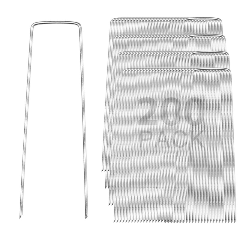 Yescom 200PCS Turf Staples 6" 12 Gauge Garden Stakes U Pins for Artificial Grass