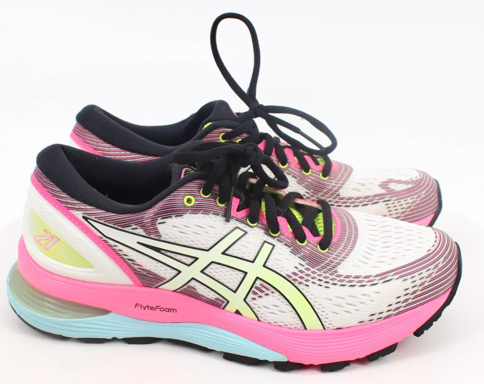 Asics Gel-Nimbus Mujer’s 21 Blanco Rosa Rise Bryte Zapatos para Correr Tenis Talla 7.5 Foto 2 de 4