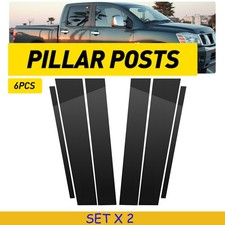 12x Pillar Posts Cover Piano Black Molding For 2004-2015 Nissan Titan Crew Cab