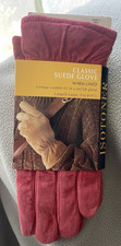 Vtg 1994 ISOTONER Classic Suede Glove Women Red Warm Lined L XL 8-9.5