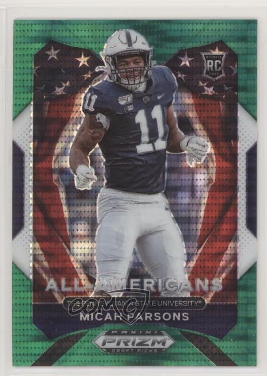 2021 Prizm Draft Picks All-American Green Pulsar /25 Micah Parsons Rookie RC q2x