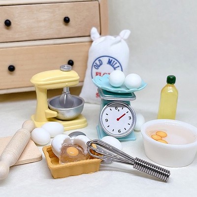 1Set 1:12 Dollhouse Miniature Flour Egg Beater Rolling Pin Kitchen Baking Decor