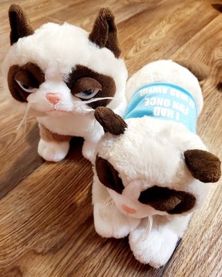 Grumpy Cat Set of 2 Plush's Laying Down And Sitting 