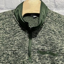 Eddie Bauer Men 1/4 Zip Pullover Heather Green Sweater Side Pockets Size 2XL