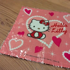 Sanrio Hello Kitty Pink Handkerchief 2003 Vintage Heart Design Rare