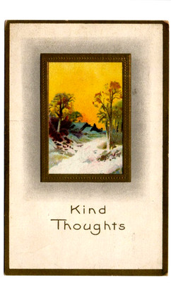 Antique Postcard Kind Thoughts Homestead Winter Snow