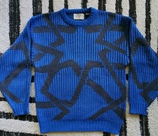 VTG 90's Saturdays Sweater Men  s Size Medium Blue Gray Abstract Star Retro Vibes