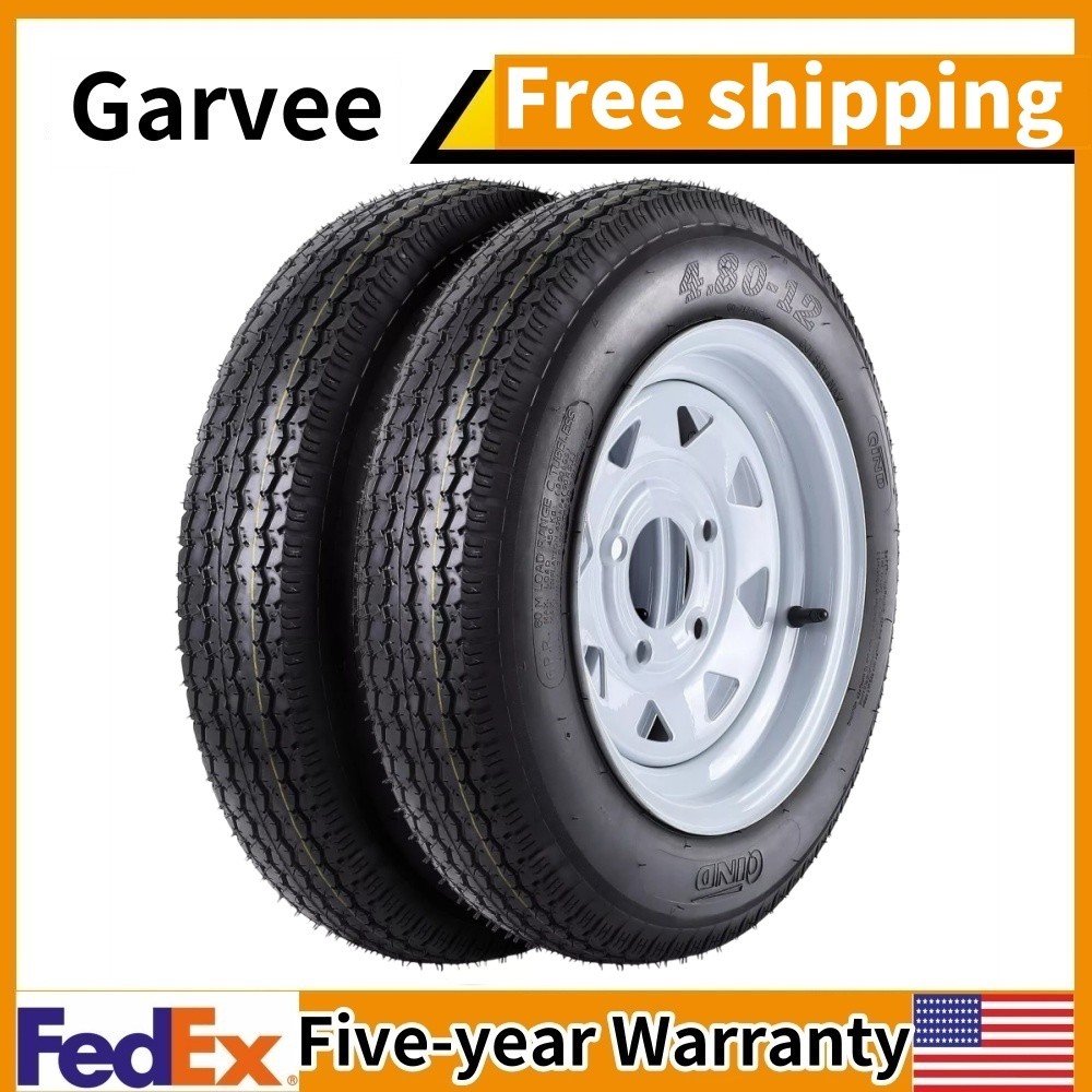 🔴set of 2 Trailer Tires and Wheels 12" Rims PCD 4 Lug on 4" 4.80-12 Load Range
