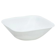 Corelle Square Pure White 22 oz Cereal Bowls Set of 4, Chip Resistant Glass