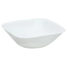 Corelle Square Pure White 22 oz Cereal Bowls – Set of 4, Chip‑Resistant Glass