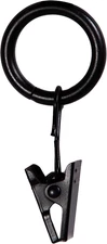 Petit Window Curtain Clip Rings, 14-Pack, Black