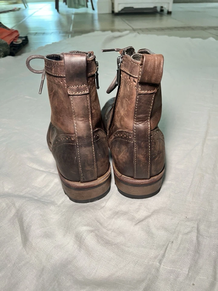 Botas Mark Nason de cuero marrón con cordones talla 6,5 para hombre con cremallera Foto 4 de 4