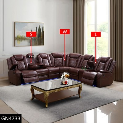 Red Breathing Leather 3-Piece Living Room Recliner Sofa set