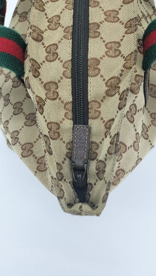 GUCCI Sherry Line GG Canvas Tote Bag Leather Beige Brown Zipper Logo thumbnail 11