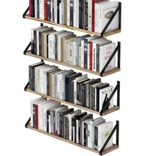 Wallniture Bora Floating Shelves, 24窶捶6窶・ Set of 4, Small Bookshelf Unit for ...