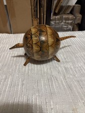 Vtg HandPainted Gourd Armadillo Bobblehead Mexico FolkArt