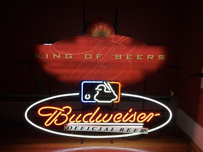 BUDWEISER BEER MLB BASEBALL SIGN NEON LIGHT BAR GAME ROOM PUB MAN