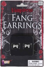 Vampiress Fangs Silver Toned Earrings, Goth, Dracula Cosplay NEW SEALED