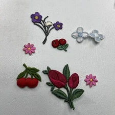 Small To Downright Teeny-Tiny FLOWER FLORAL Patch Lot Of 7 Patches T043
