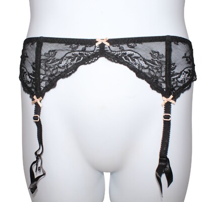 Gilligan & O'Malley Womens Size Large Black Lace Garter Belt Hook & Eye  Closure