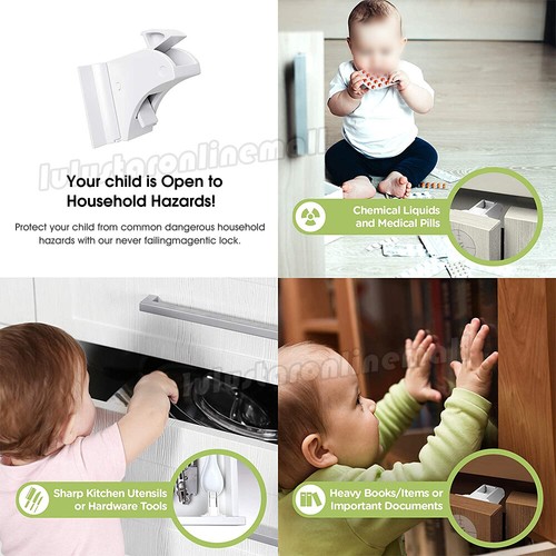 30PCS Magnetic No Drilling Cabinet Drawer Cupboard Baby Kids Safety Locks AU - Picture 9 of 11