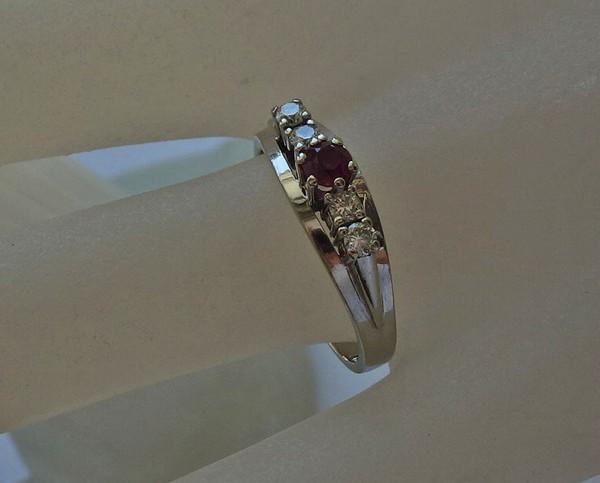 Brilliant ring ring with ruby diamond in 14kt 585… - image 5