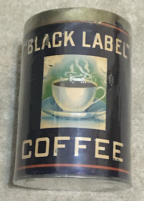 Vntg Black Label Brand  One Pound 1 LB Coffee Tin Paper Label, Redemption Coupon