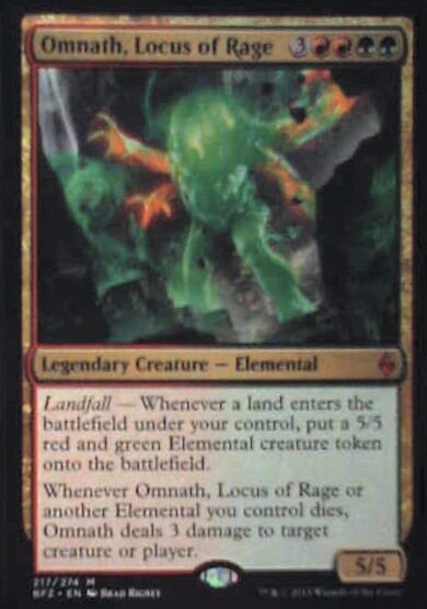 Mtg Battle for Zendikar Mythic Rare Omnath, Locus of Rage #217 Mtg Battle for Zendikar Mythic Rare Omnath, Locus of Rage #217