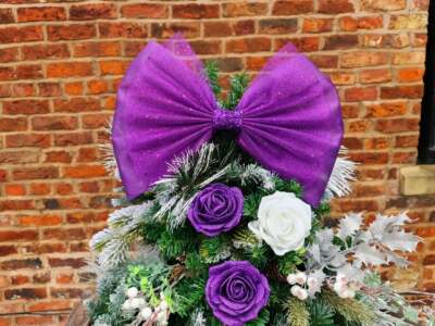 Festliche Weihnachten Lila Glitzer Schleife Topper Dekoration