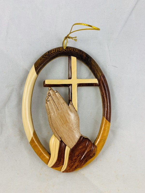 Hawaiian Handcrafted Cross of Peace Faith Wood Christmas Ornament Hawaii Xmas