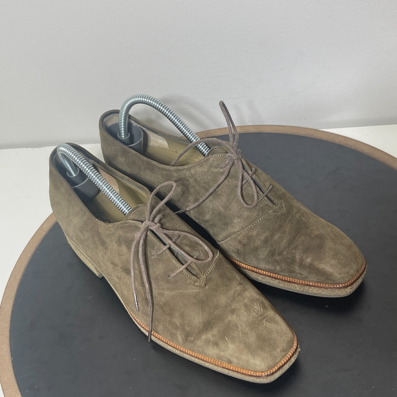 Mocassini Oxford Yves Saint Laurent marroni scamosciati punta quadrata s by z 8 5 M pizzo