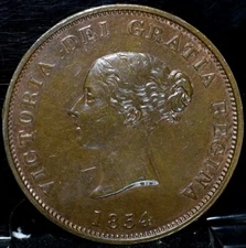 1854 Canada New Brunswick One Penny CAT $150 - AU 