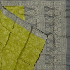 Namaste Vintage Green Sarees 100% Pure Silk Woven Indian Sari 5YD Craft Fabric