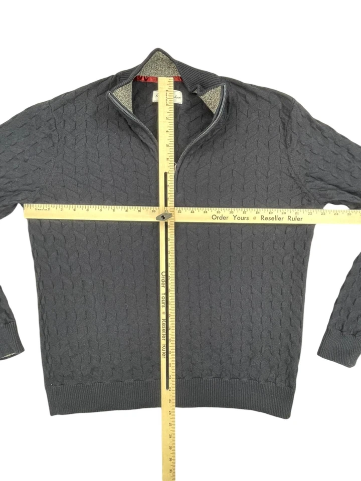 Robert Graham Vasa Sweater Mens Large Blue Quarter Zip Herringbone Long Sleeve — 第 3/4 张图片