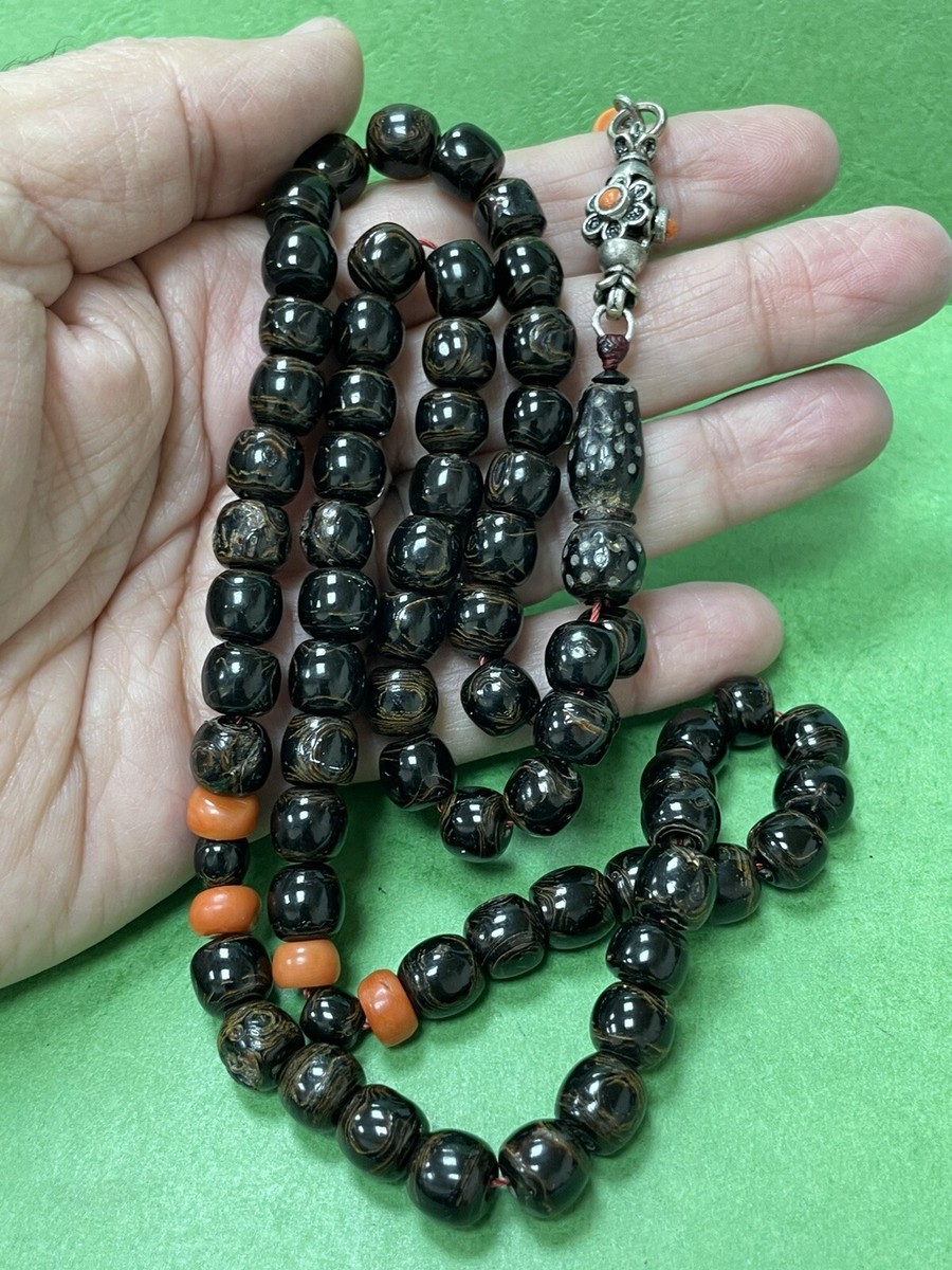 antique /Unique Black Red Coral -Mikawy Hijazi 66 Worry Beads